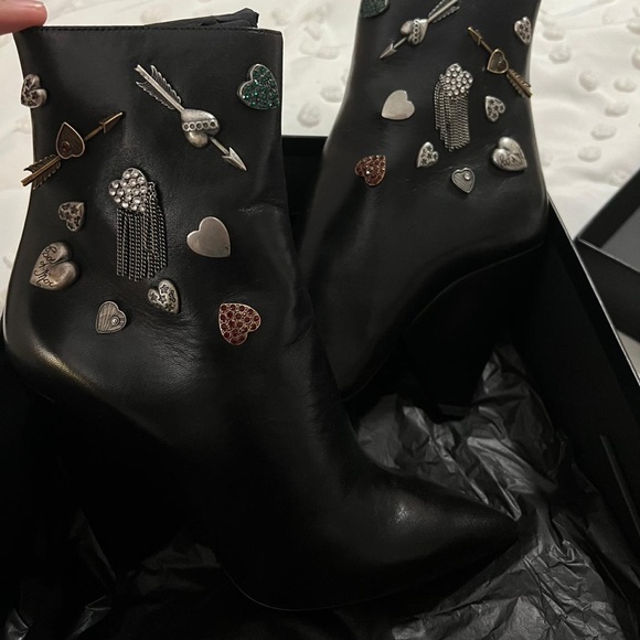 COPY - SAINT LAURENT Niki Embellished Leather Ankle Boots - Picture 1 of 9